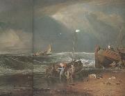 A coast scene with fisherman hauling a boat ashore (mk31) Joseph Mallord William Turner